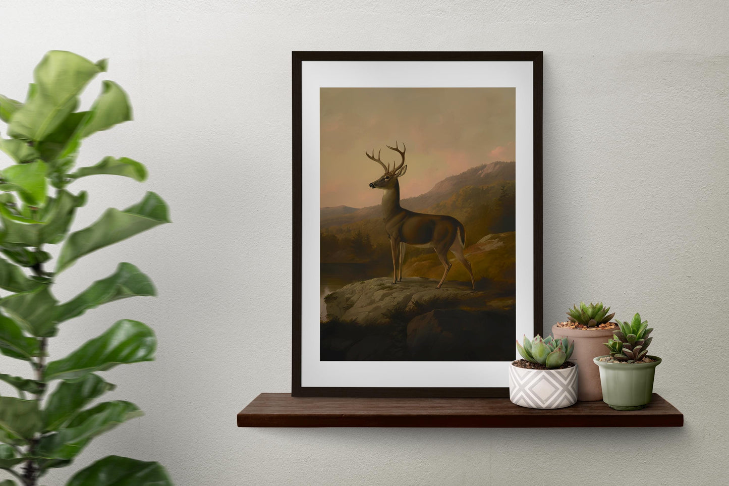 Vintage Deer Painting - Deer Art Poster - Beige Print - Bohemian Print Large Artwork