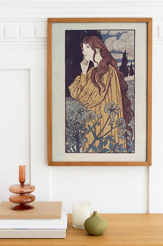 Vintage Goddess Meditation Print Art Nouveau Large Poster For Bohemian Spaces And Calm by My Store