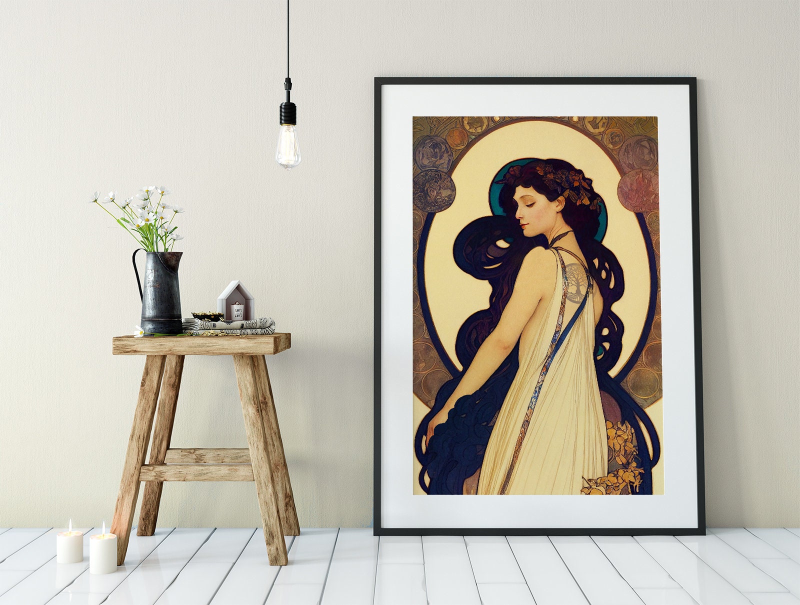 Pagan Goddess Poster, Greek Goddess Print in the style of Mucha, No Frame