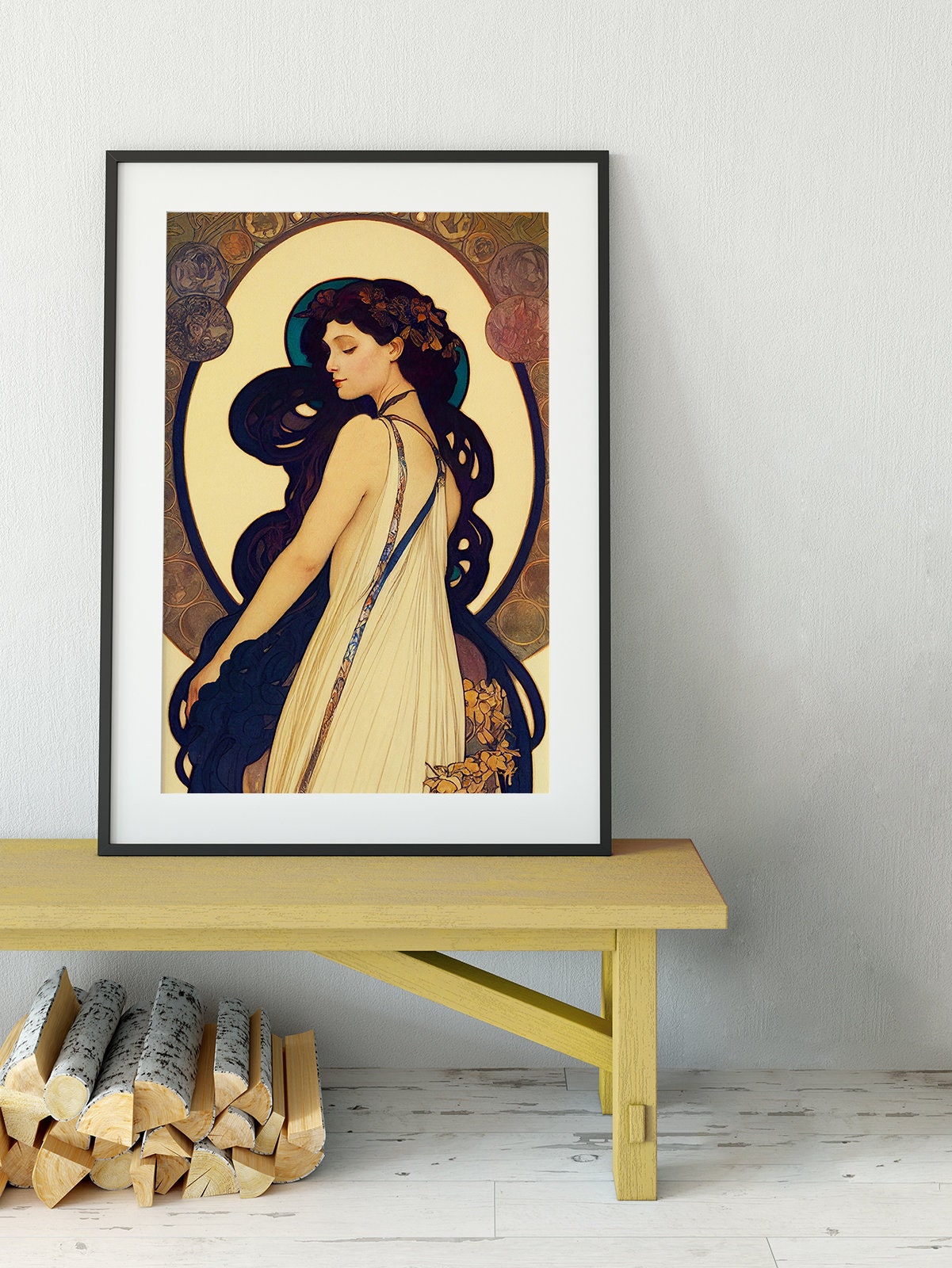 Pagan Goddess Poster, Greek Goddess Print in the style of Mucha, No Frame