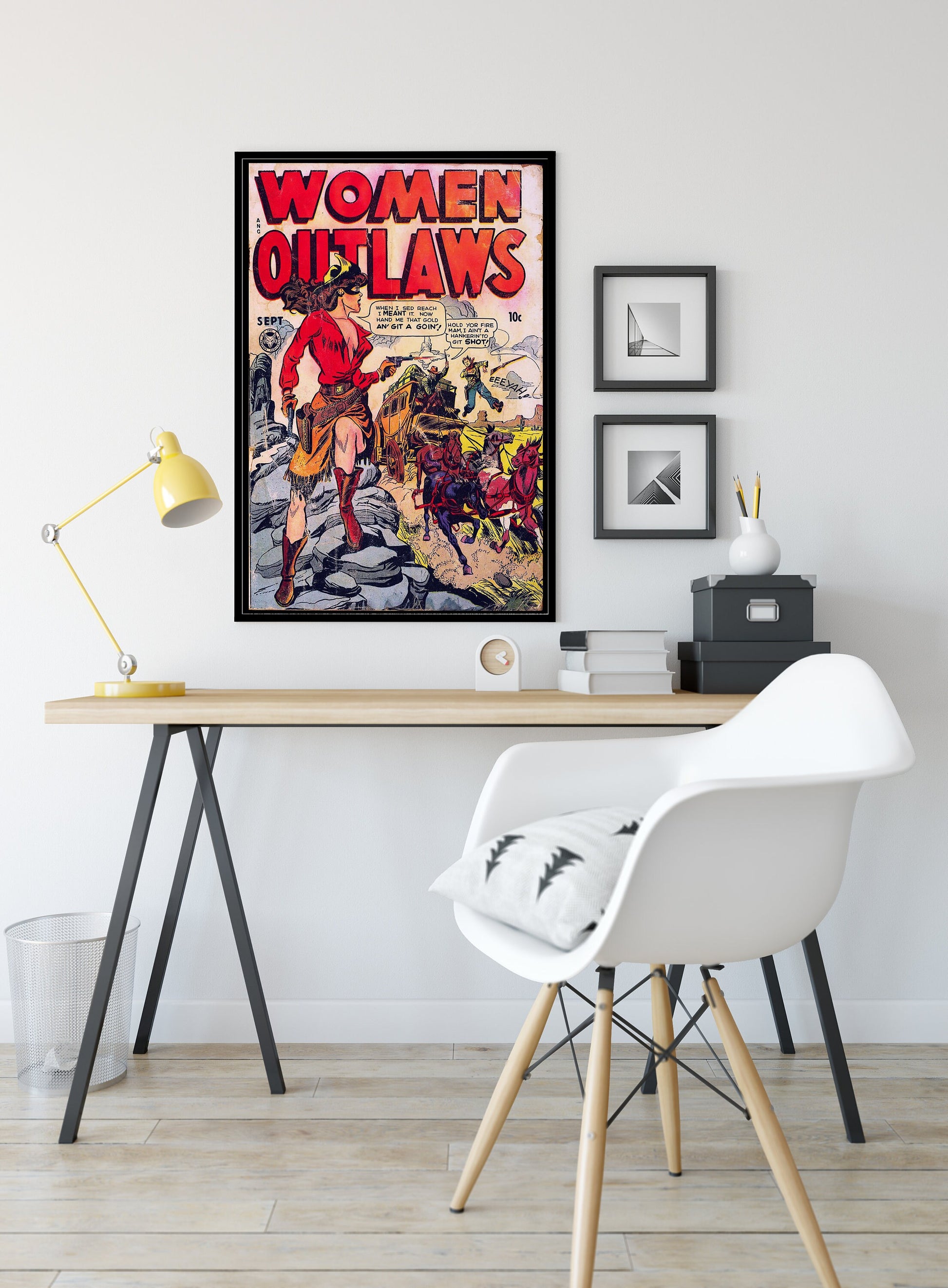 Women Outlaws Comic Book Cover Poster Vintage Comic Book Art - Feminist Comic Book Art Print, No Frame