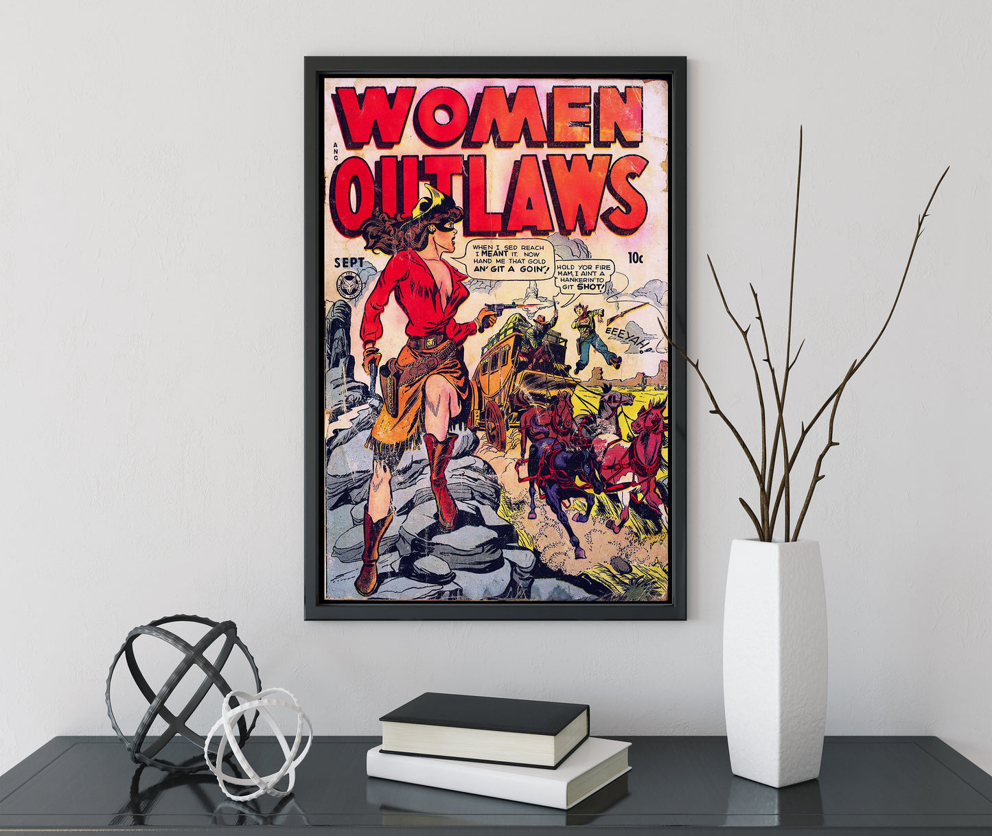 Women Outlaws Comic Book Cover Poster Vintage Comic Book Art - Feminist Comic Book Art Print, No Frame