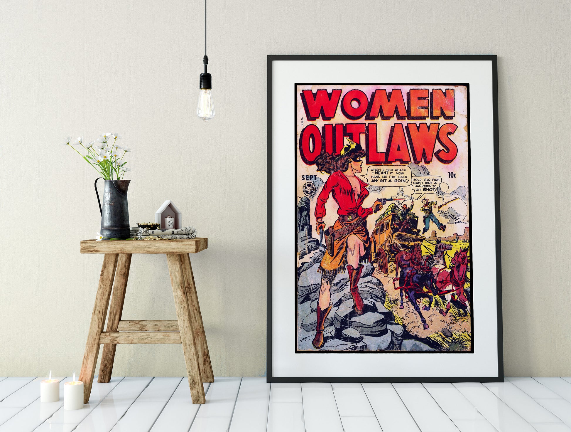 Women Outlaws Comic Book Cover Poster Vintage Comic Book Art - Feminist Comic Book Art Print, No Frame