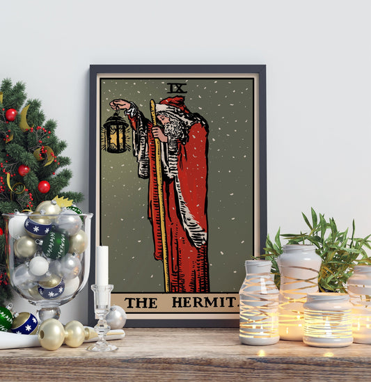 Christmas Print - The Hermit - Christmas Tarot Card Print - The Hermit Holiday Card Poster, No Frame