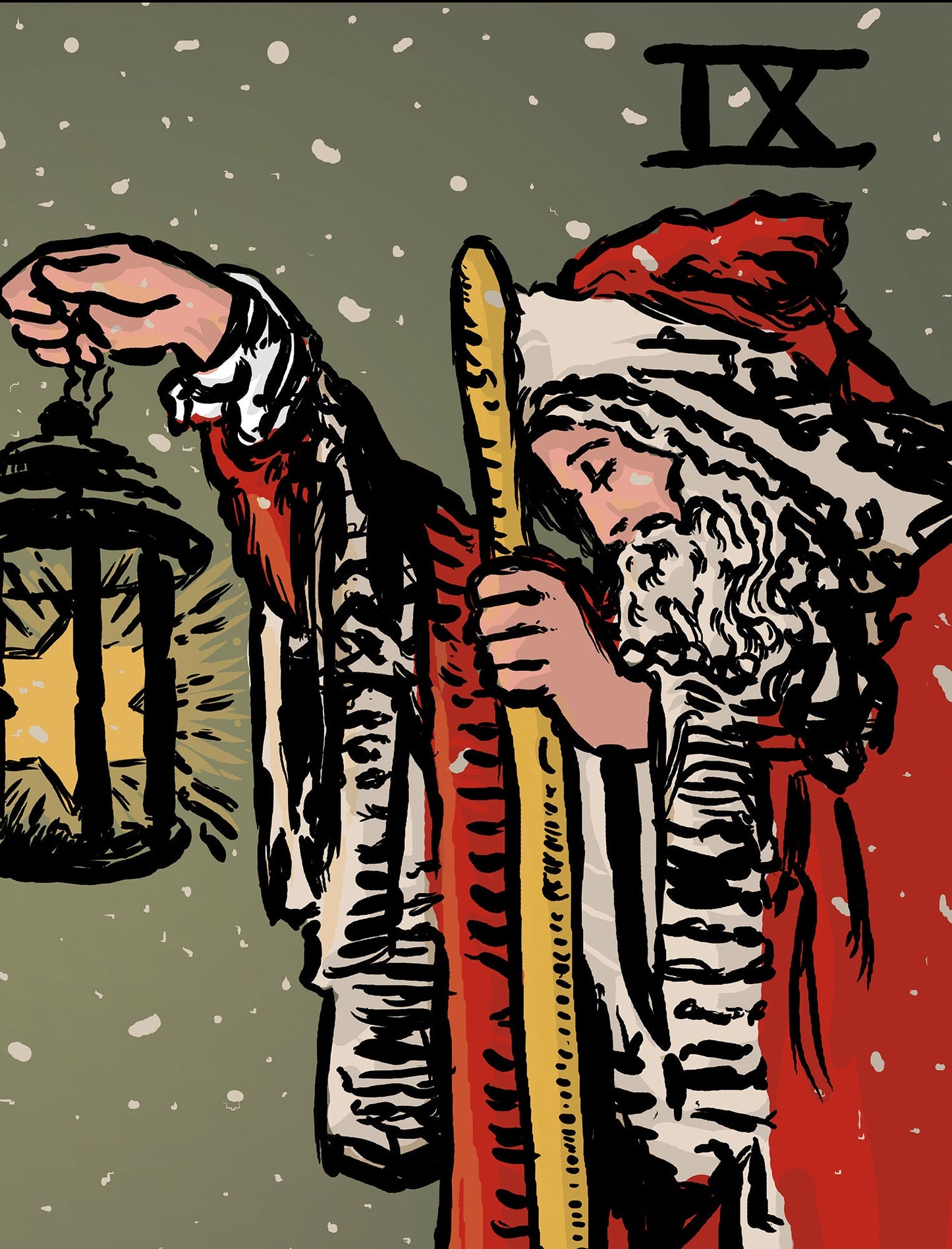 Christmas Print - The Hermit - Christmas Tarot Card Print - The Hermit Holiday Card Poster, No Frame