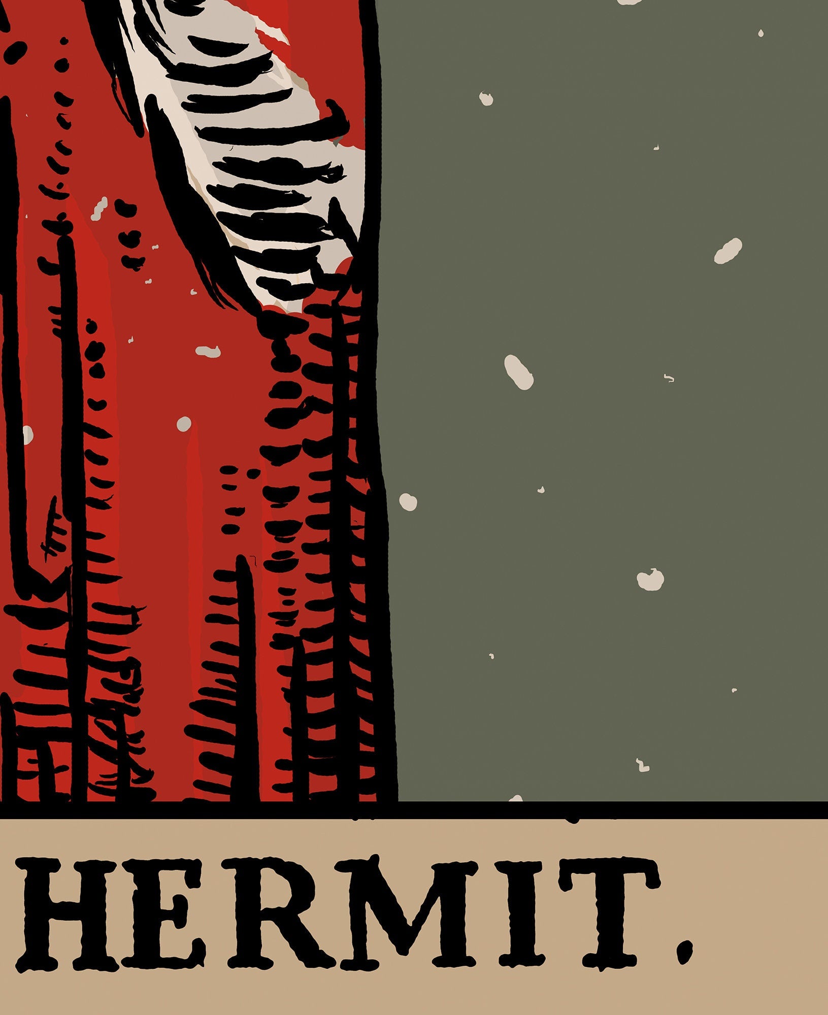 Christmas Print - The Hermit - Christmas Tarot Card Print - The Hermit Holiday Card Poster, No Frame
