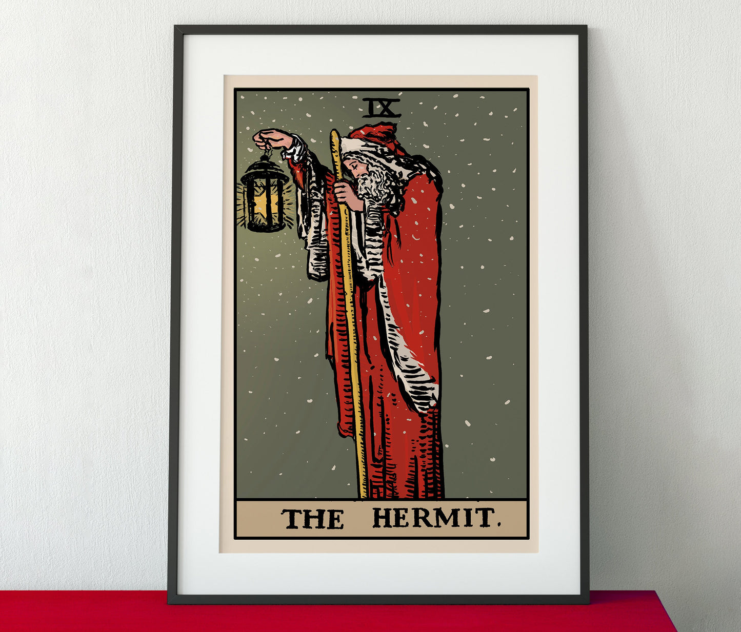 Christmas Print - The Hermit - Christmas Tarot Card Print - The Hermit Holiday Card Poster, No Frame