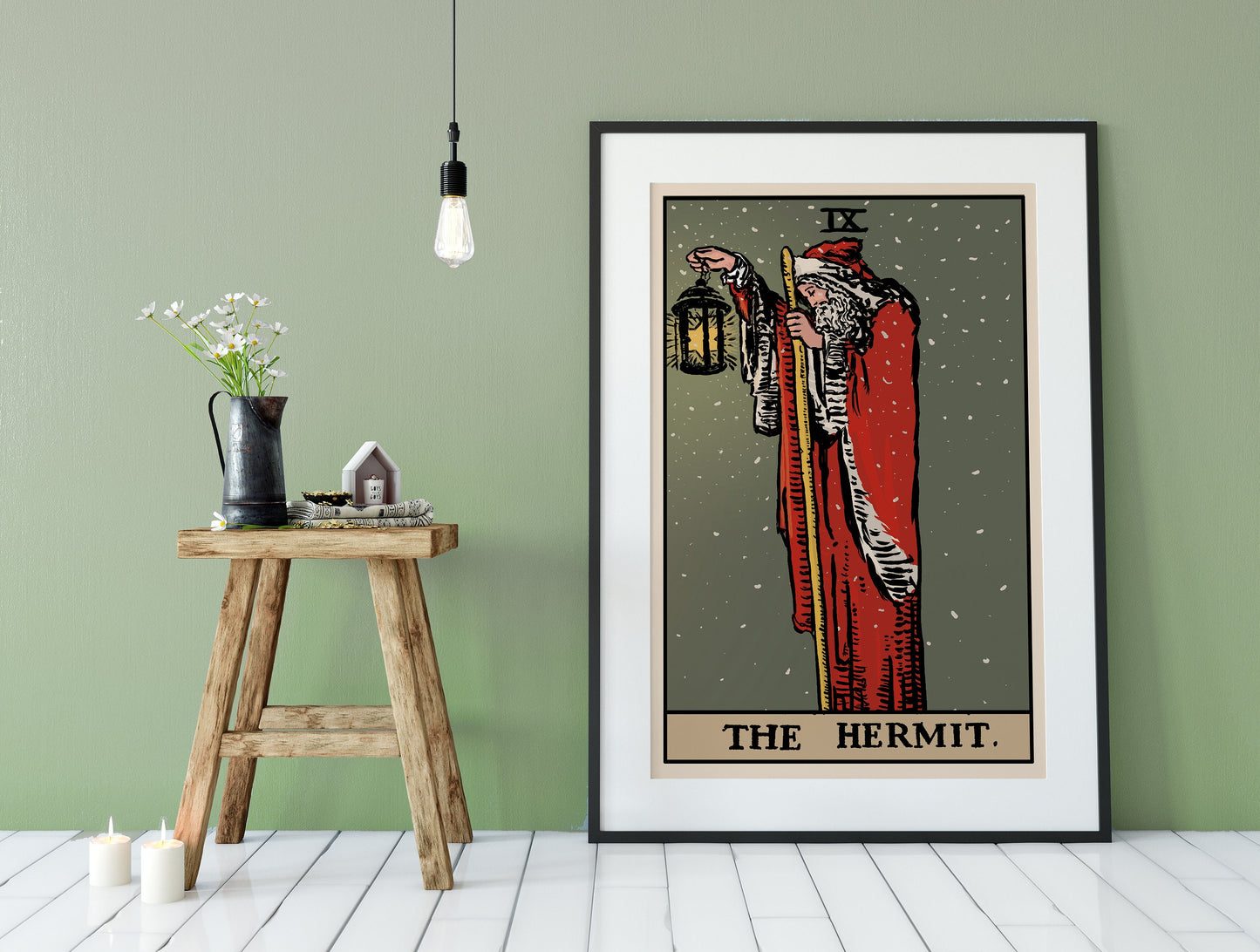 Christmas Print - The Hermit - Christmas Tarot Card Print - The Hermit Holiday Card Poster, No Frame