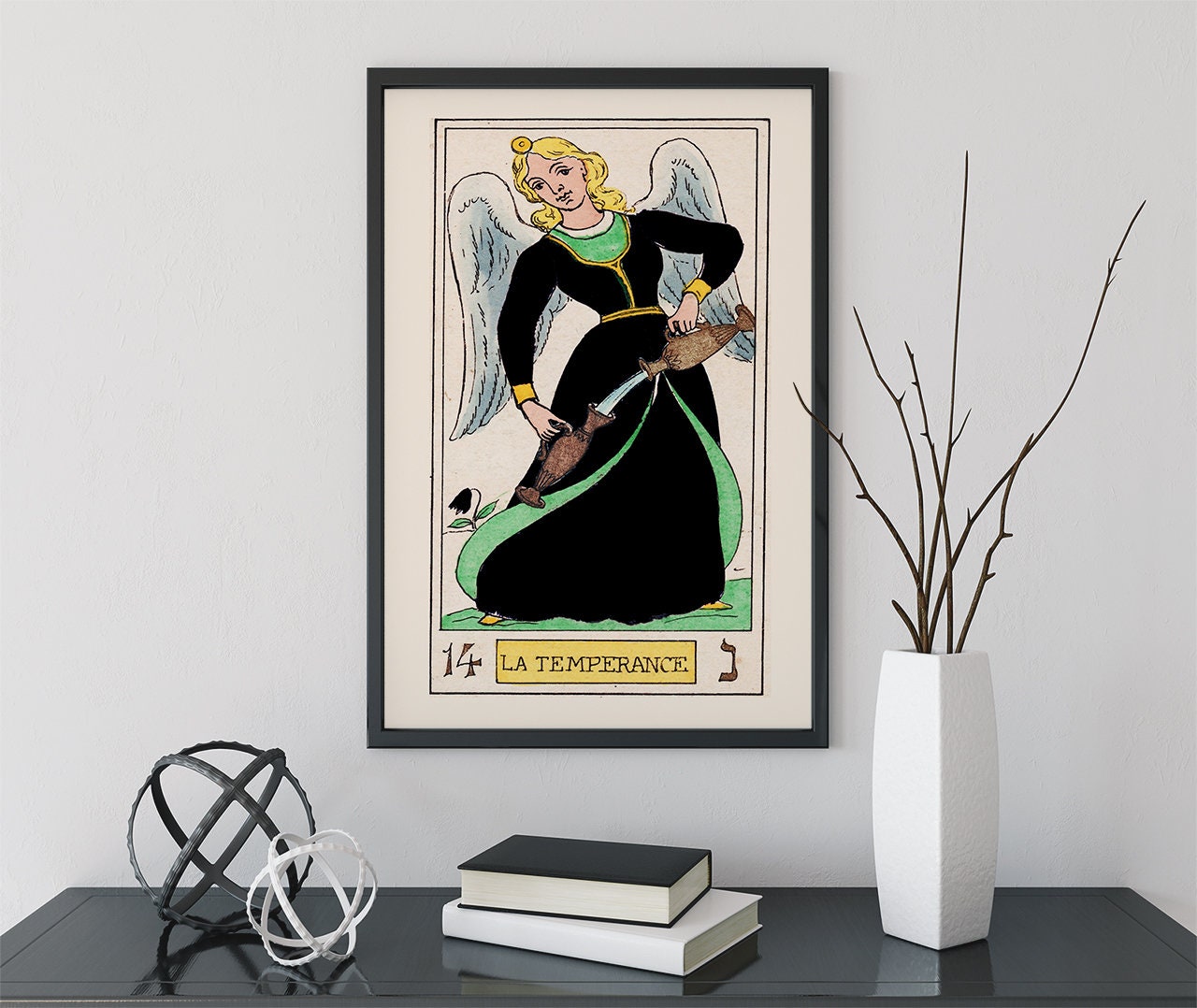 Temperance - French Tarot Card Print - Temperance Card Tarot Poster an Oswald Wirth Print, No Frame