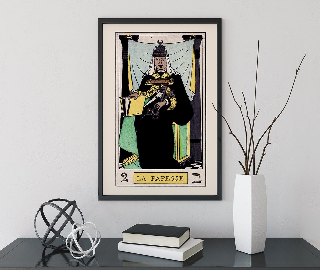 The High Priestess - Tarot Card Print - The High Priestess Card Tarot Poster an Oswald Wirth Print, No Frame