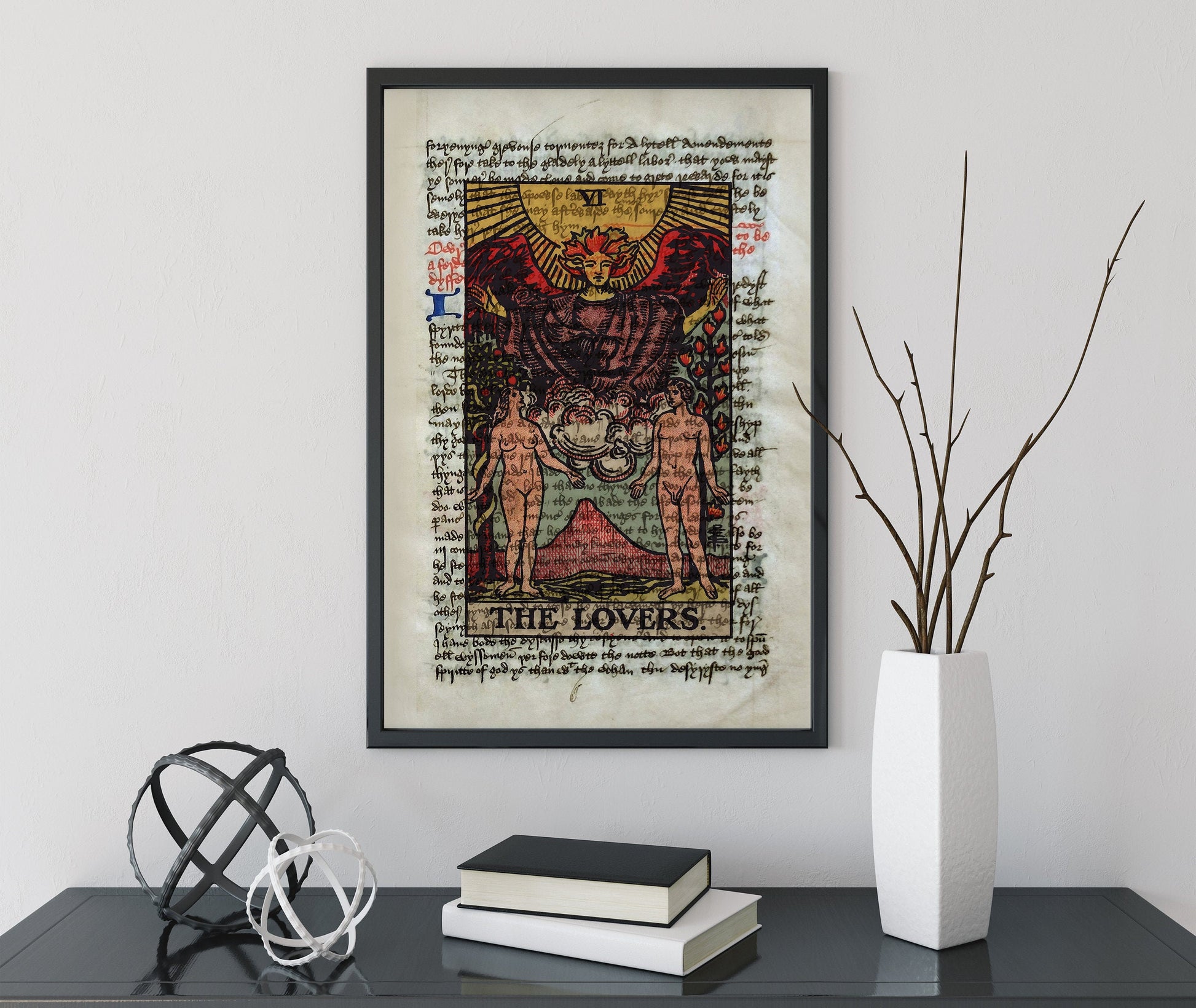 The Lovers - Tarot Card Print - The Lovers Card Poster, No Frame
