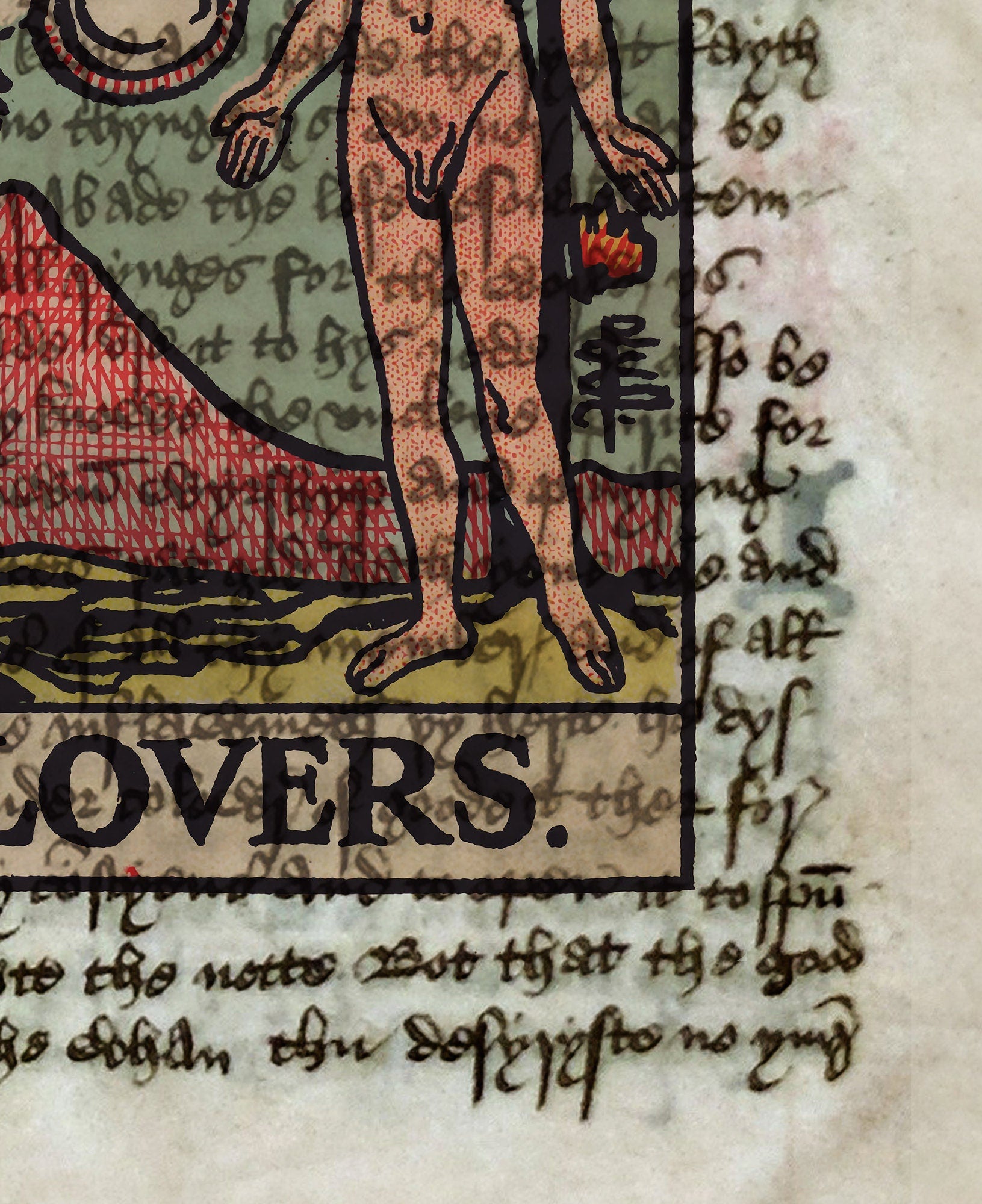 The Lovers - Tarot Card Print - The Lovers Card Poster, No Frame