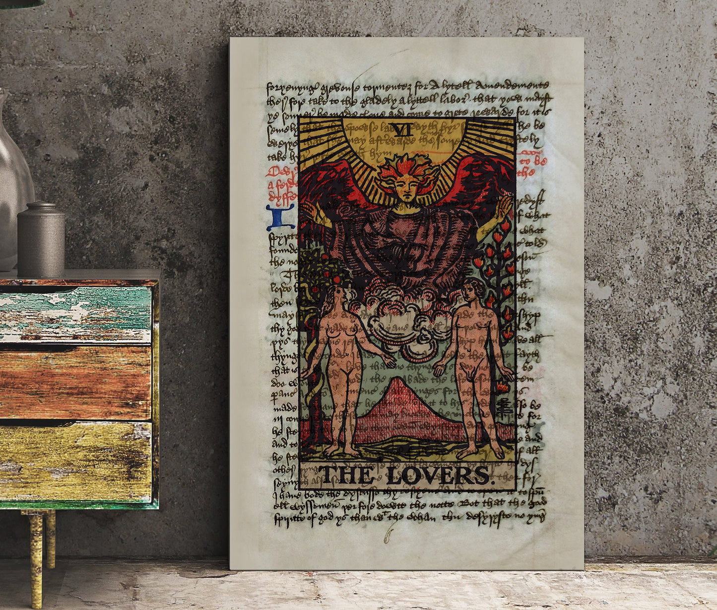 The Lovers - Tarot Card Print - The Lovers Card Poster, No Frame