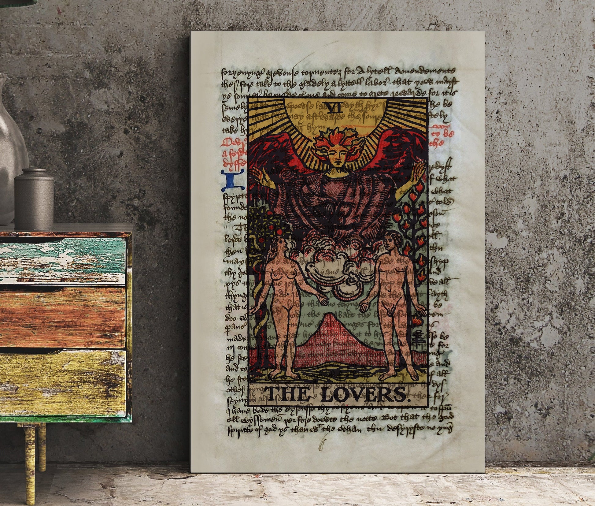 The Lovers - Tarot Card Print - The Lovers Card Poster, No Frame