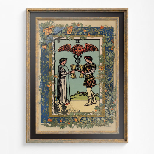 Two of Cups - Sacred Garden Tarot Card Print - The 2 of Cups Card Poster, No Frame