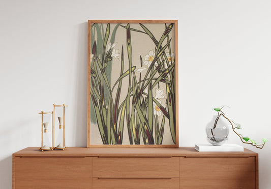 Art Nouveau Floral Poster - Green Floral Print Bohemian Print - Vintage
