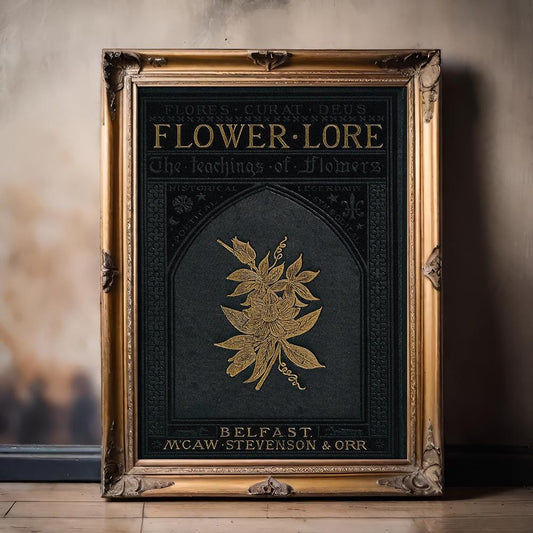 Flower Lore - Vintage Book Cover Print - Art Nouveau Poster Floral Print Bohemian Print