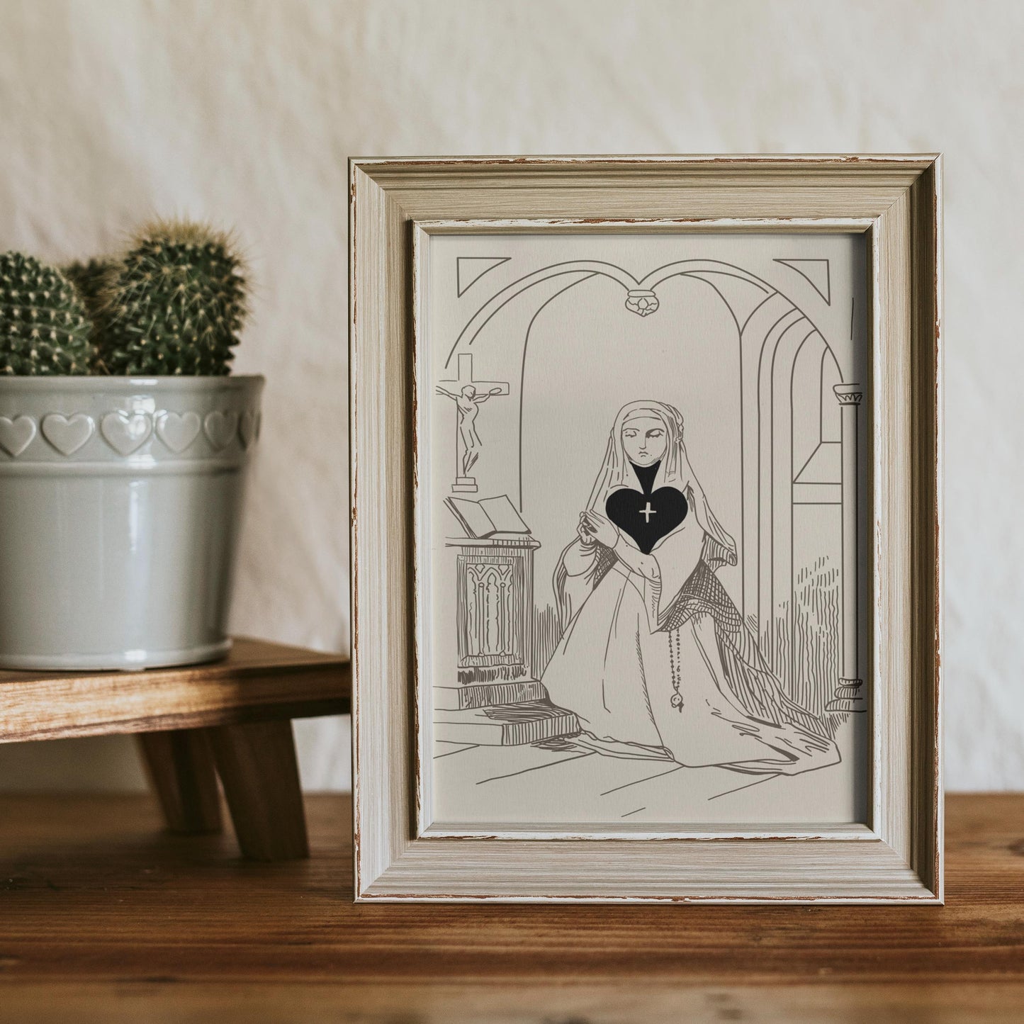 Spades Card Print - Vintage Nun Print - Nouveau Card Poster - Cute Vintage Print