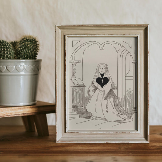 Spades Card Print - Vintage Nun Print - Nouveau Card Poster - Cute Vintage Print