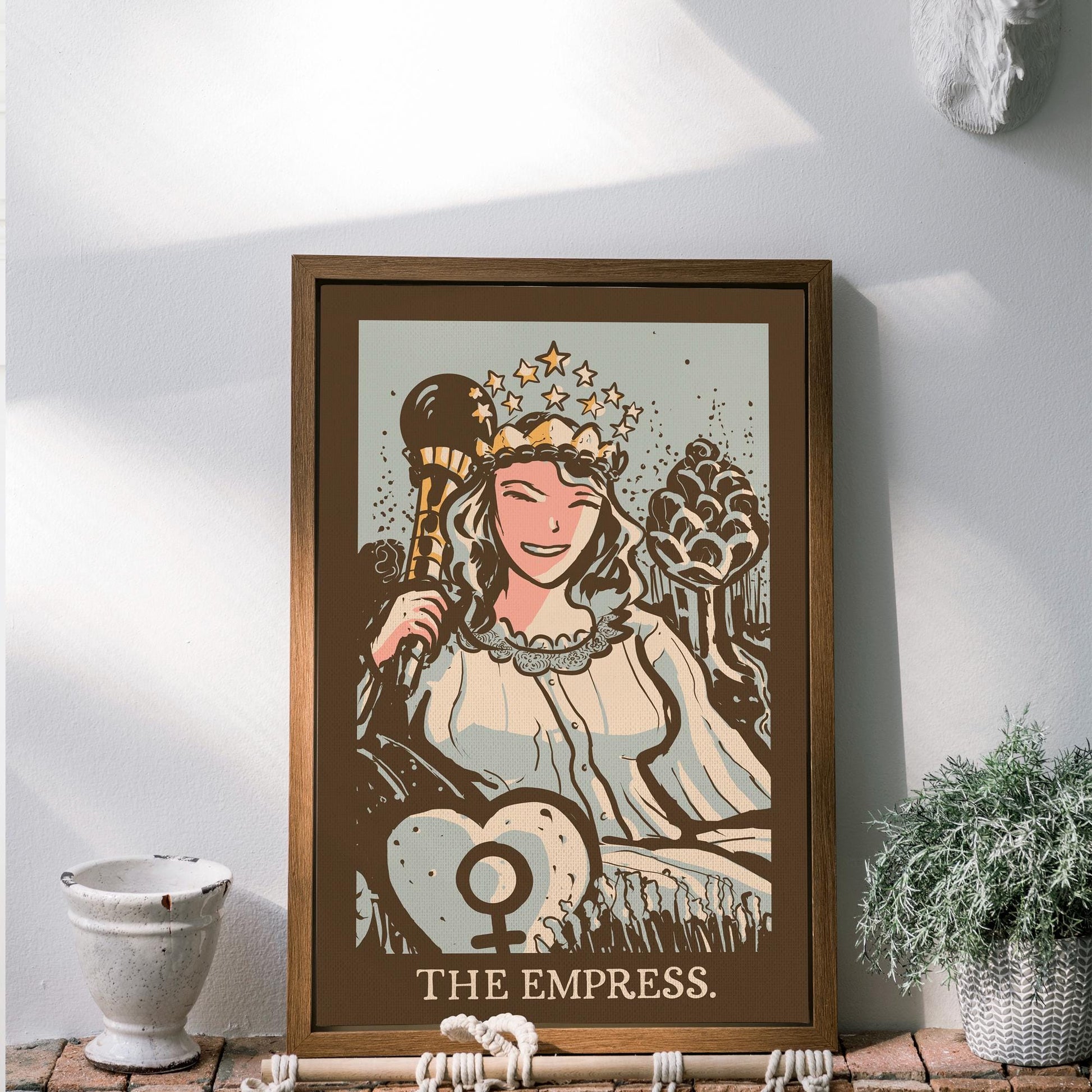 The Empress Print - Vintage Brown - Tarot Poster - Nouveau Tarot Card Poster - Healers Dream