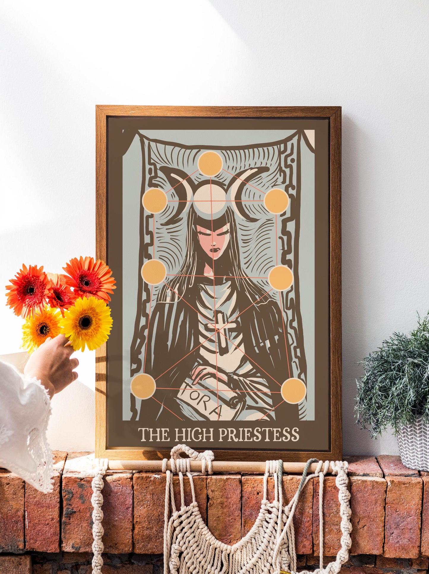 The High Priestess Print - Vintage Brown - Tarot Poster - Nouveau Tarot Card Poster - Healers Dream