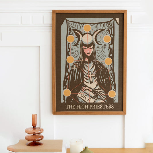 The High Priestess Tarot Print Vintage Brown Poster Nouveau Card Art for Elegant Wall Decor by My Store