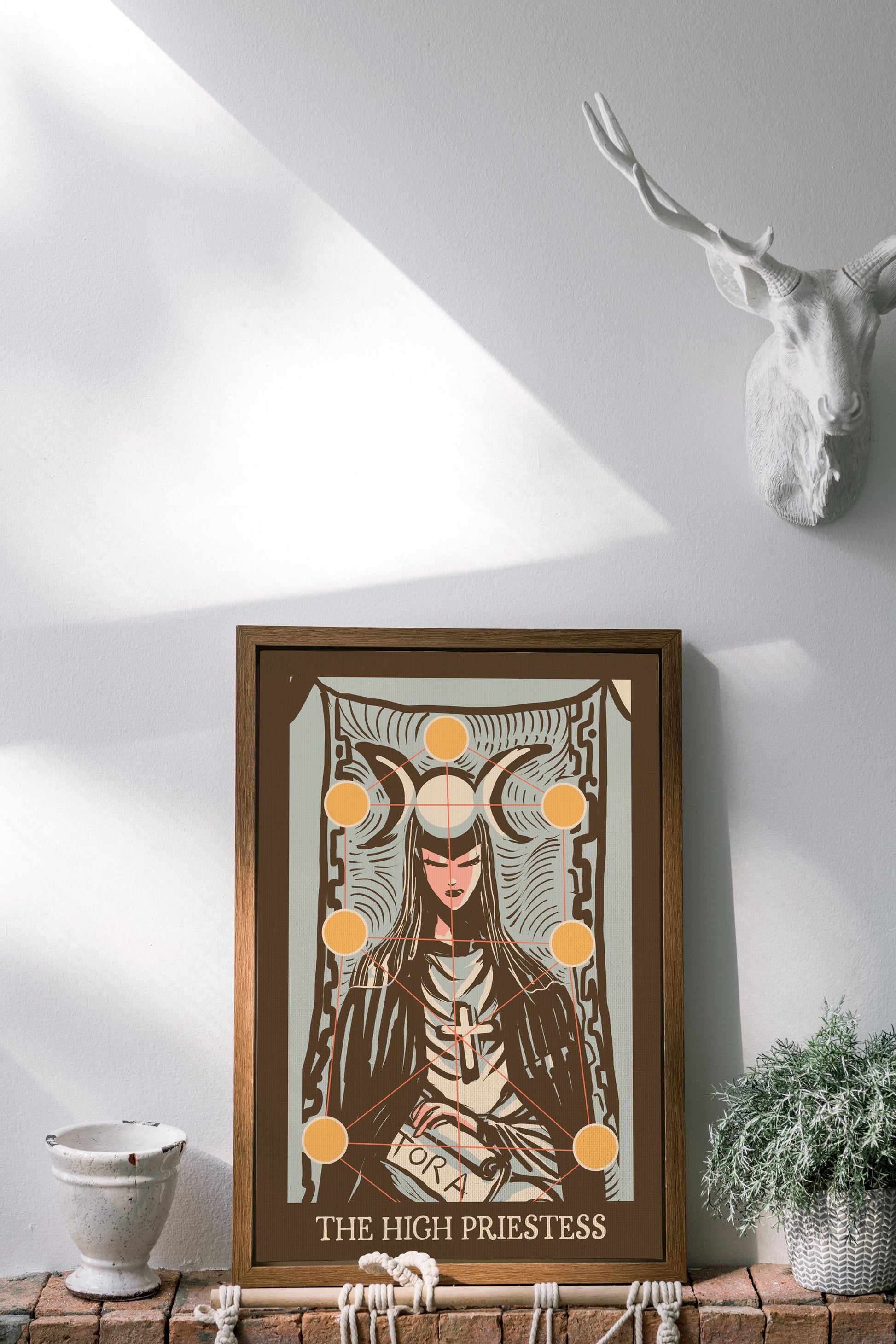 The High Priestess Print - Vintage Brown - Tarot Poster - Nouveau Tarot Card Poster - Healers Dream