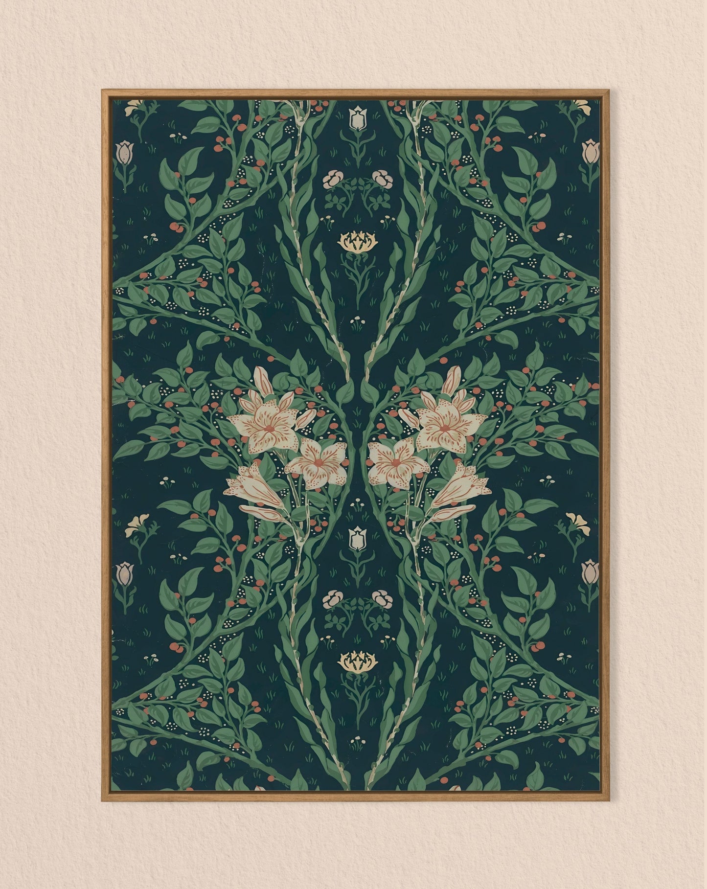 Vintage Green Floral - Walter Crane - Nouveau Flower Print - Bohemian - Print Large Artwork - Green and Blue