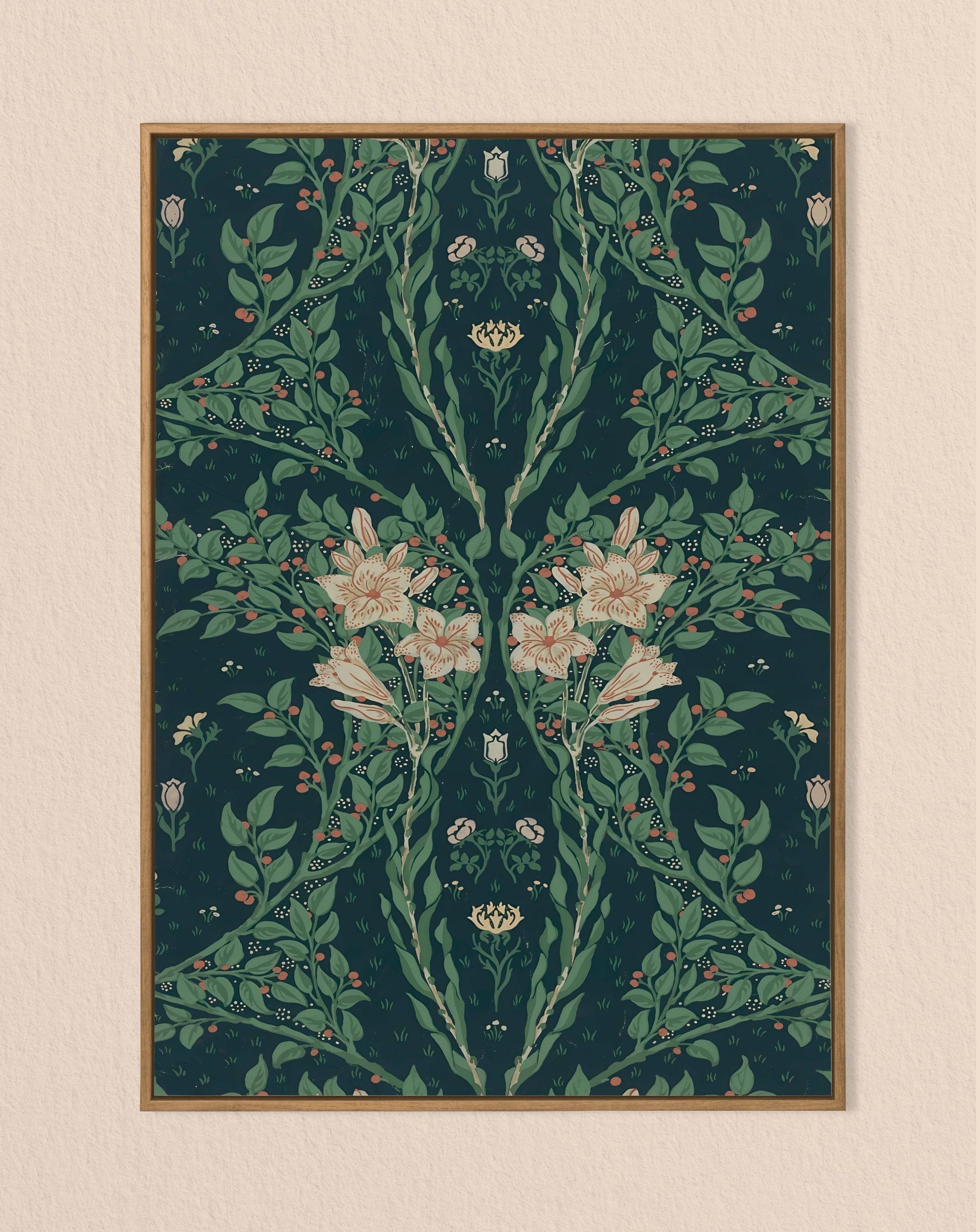 Vintage Green Floral - Walter Crane - Nouveau Flower Print - Bohemian - Print Large Artwork - Green and Blue