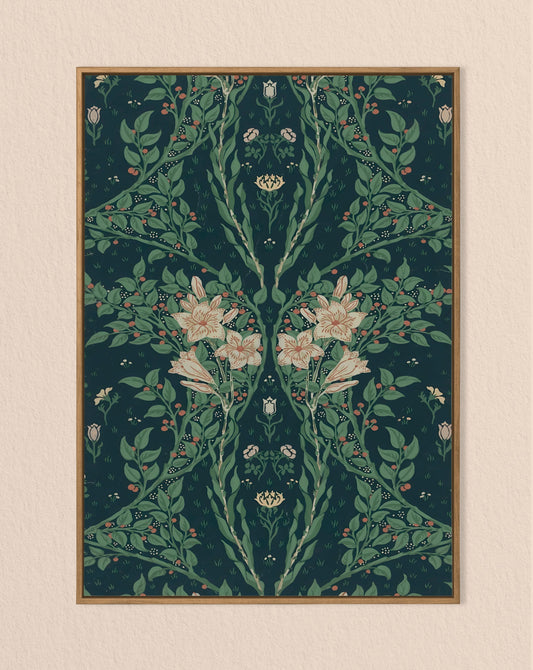 Vintage Green Floral Walter Crane Nouveau Flower Print Wall Art Emerald And Azure Hues by My Store