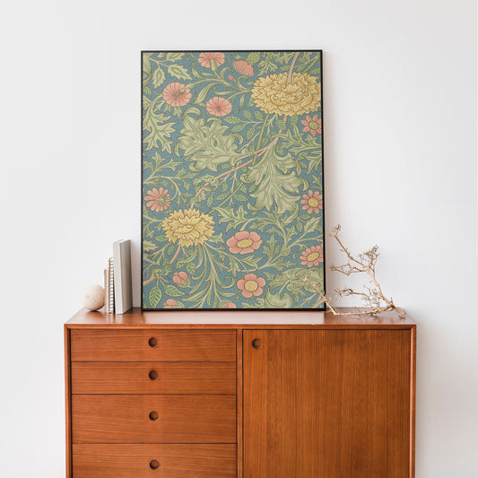 William Morris - Green and Pink Nouveau Flower Print - Bohemian - Print Large Artwork - Vintage Wallpaper