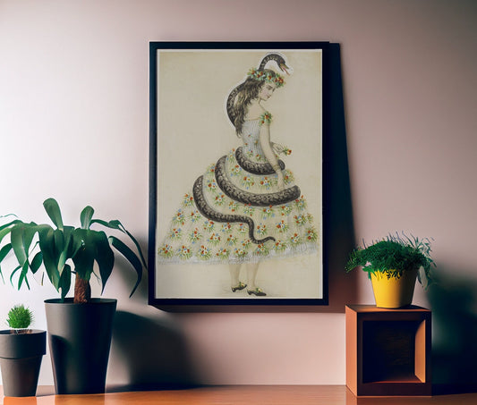Eve and the Serpent Poster, Dress Concept Design for a Masquerade Ball in the 1860s (No Frame)