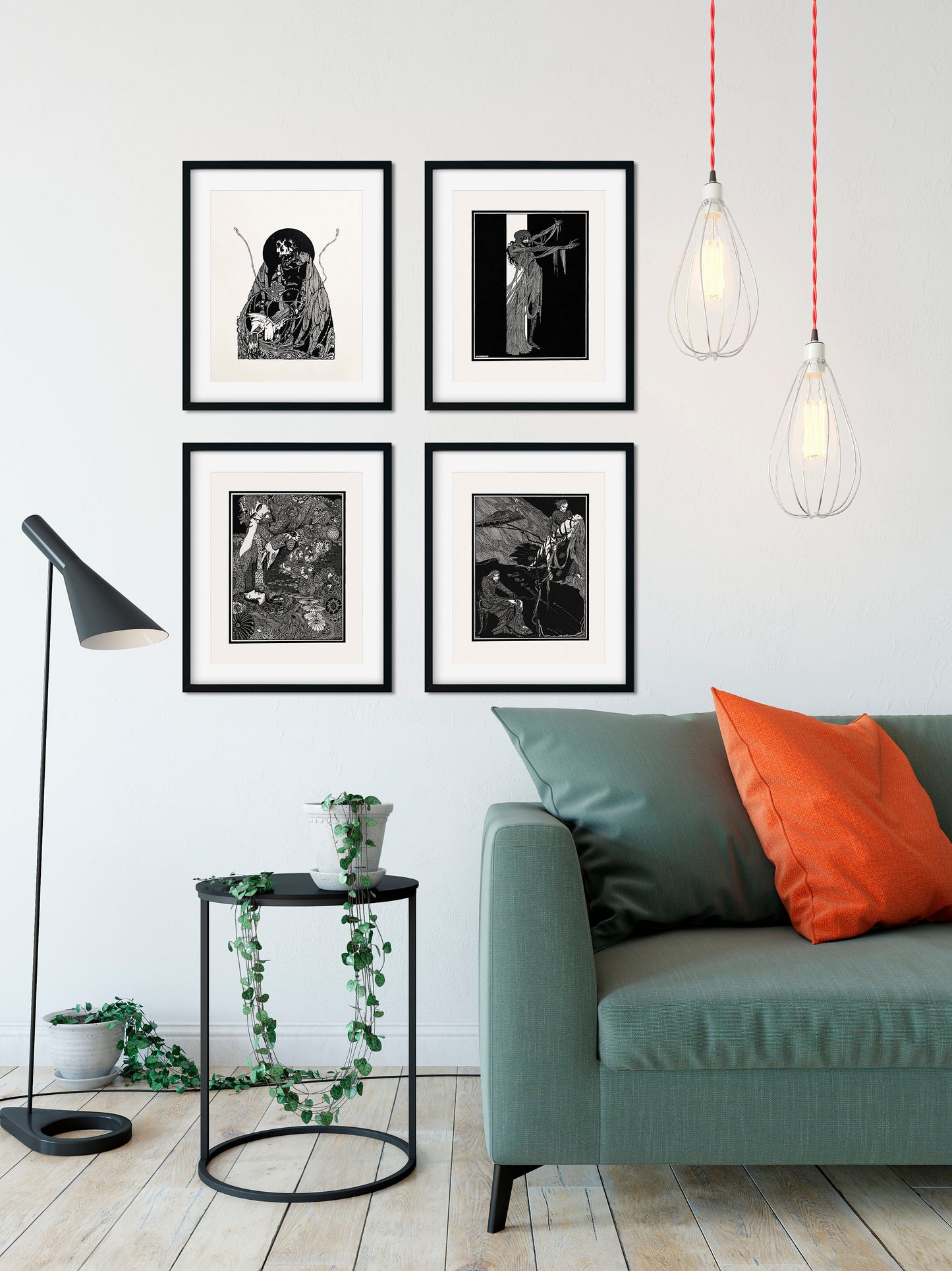 Four Edgar Allen Poe Illustrations Prints Edgar Allen Poe Illustrations Posters Art by Harry Clarke (No Frame)