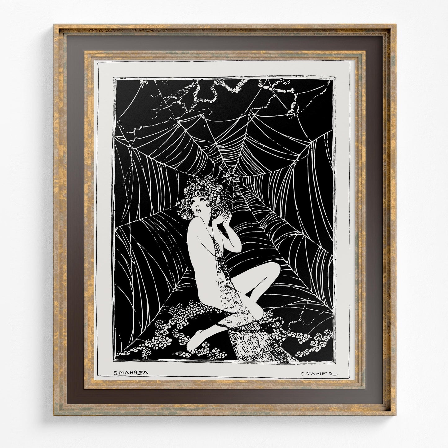 Girl Caught in Spiderweb Poster (No Frame)