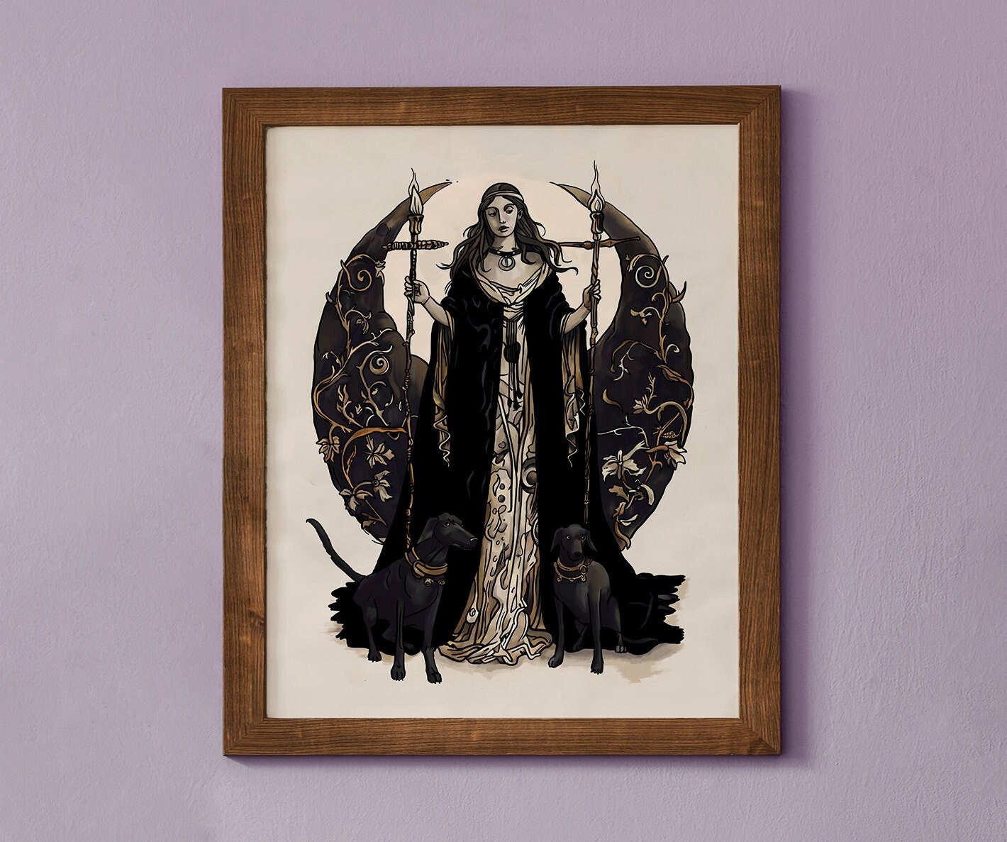 Moon Goddess, Hecate Poster, Wiccan Art - Hekate Witchy Print, No Frame