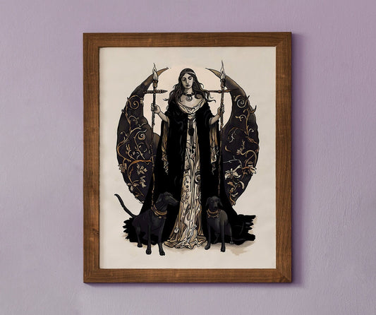 Moon Goddess, Hecate Poster, Wiccan Art - Hekate Witchy Print, No Frame