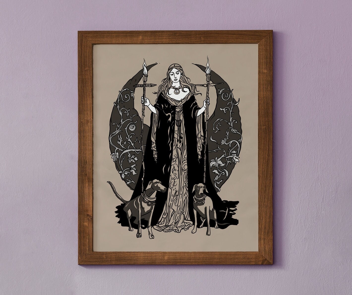 Moon Goddess, Hecate Poster, Wiccan Art - Hekate Witchy Print, No Frame