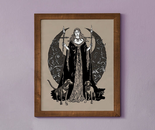 Moon Goddess, Hecate Poster, Wiccan Art - Hekate Witchy Print, No Frame
