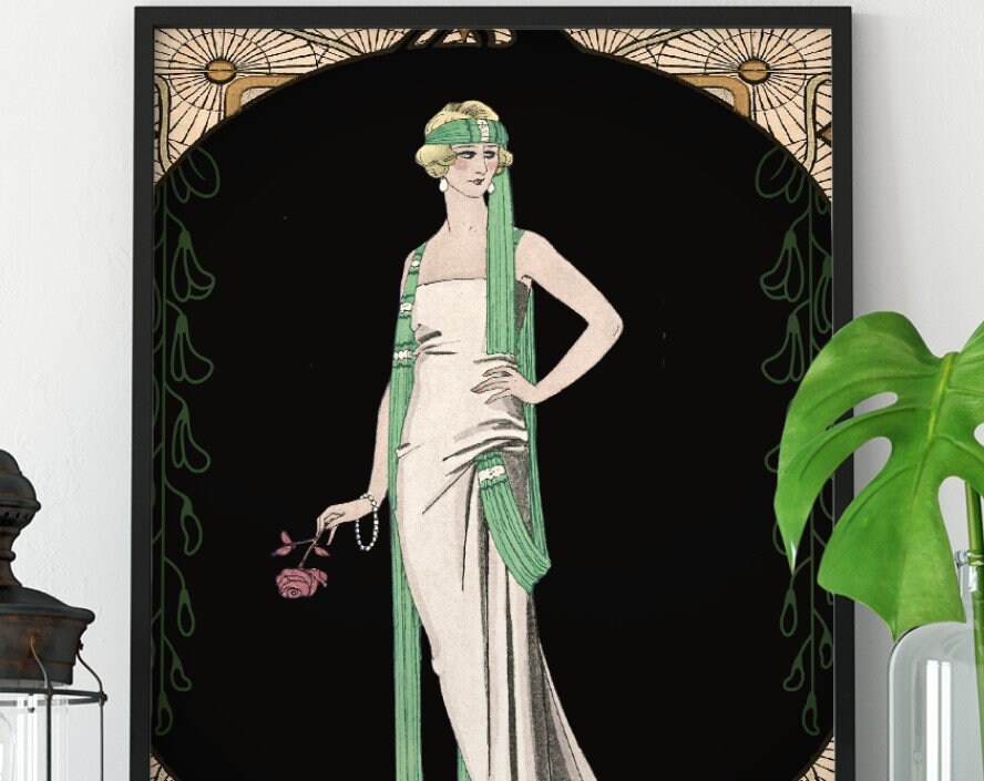 Art Deco Goddess Print - Art Nouveau Lady - George Barbier - Vintage Print