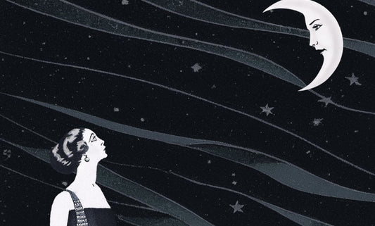 Woman And Moon Art Nouveau Goddess Poster Large Print In Black And Blue On Archival Matte Paper by My Store