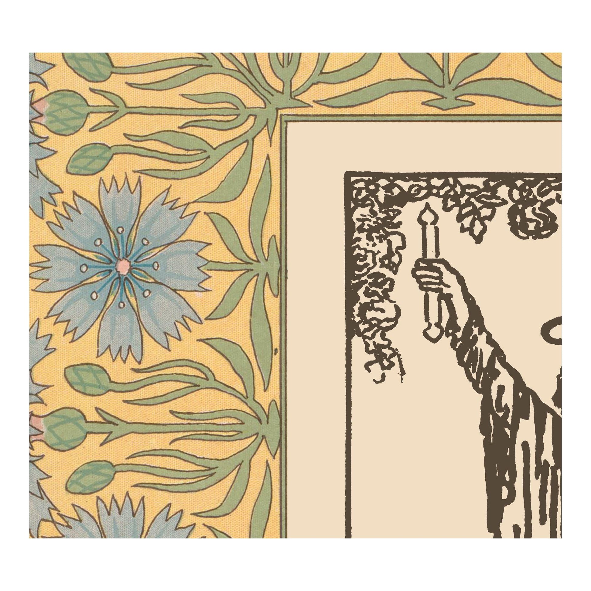 The Magician Print - Vintage Shabby Chic - Tarot Poster - Nouveau Tarot Card Poster - Yellow and Blue