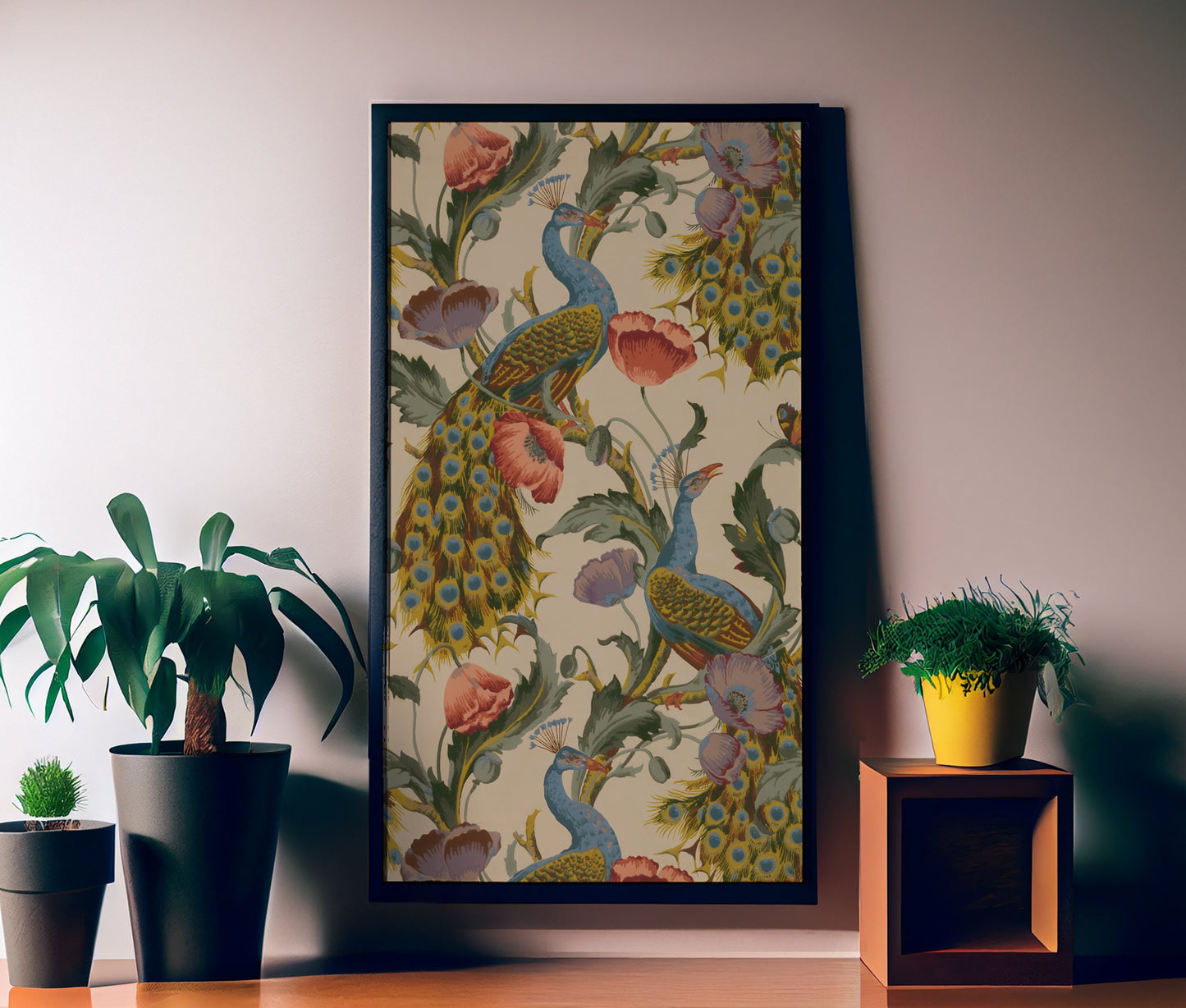 Walter Crane - Peacocks - Floral Art Nouveau Print - Art Nouveau Poster Bohemian Print Large Artwork - Warm Neutral - Long Poster