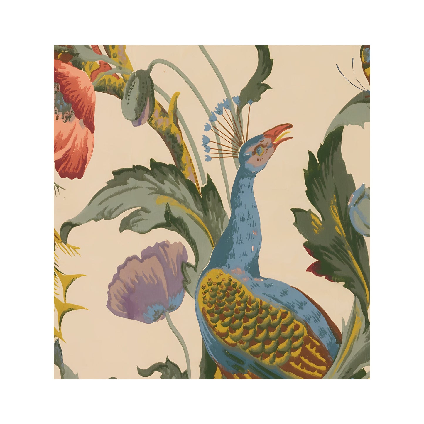 Walter Crane - Peacocks - Floral Art Nouveau Print - Art Nouveau Poster Bohemian Print Large Artwork - Warm Neutral - Long Poster