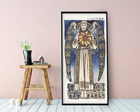 William Morris Angel - Art Nouveau Print - Blue Vintage Art Nouveau Poster - Bohemian Print - Large Artwork - Watercolor