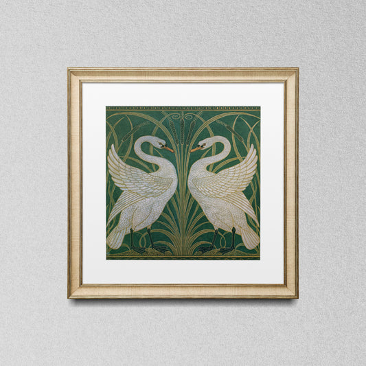 Art Nouveau Swans Art Print By Walter Crane Vintage Bird Wall Art Calming Green And Beige by My Store
