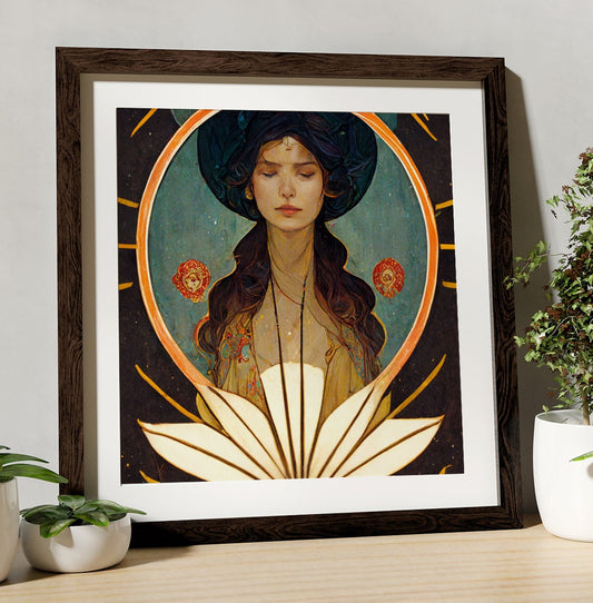 Nouveau Pagan Goddess - Moon - Surreal Painting - For Your Sacred Space