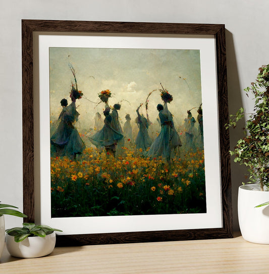 Pagan Goddess - Moon Witch - Surreal Painting of Pagan Festival - For Your Sacred Space