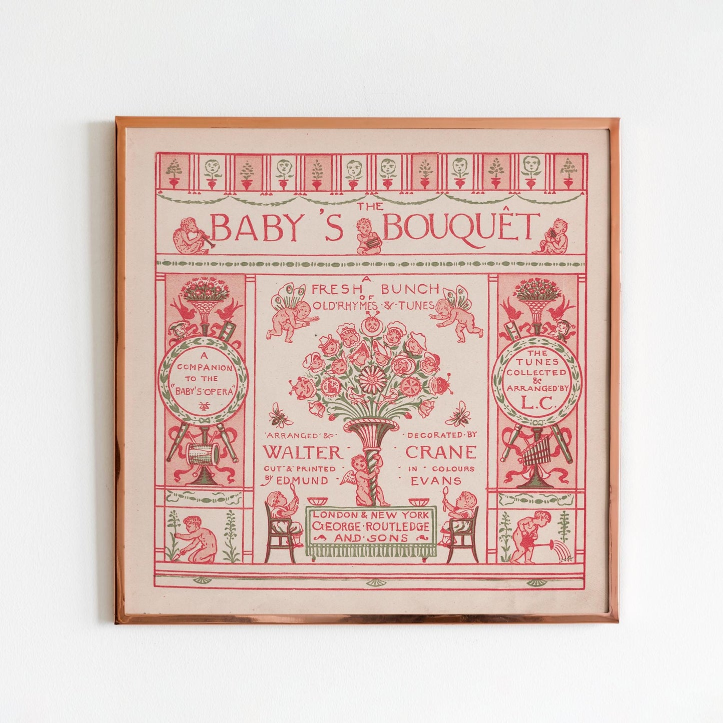 Pink Vintage Print - Art Nouveau art print, Vintage Book Cover, Nursery Wall Art - Walter Crane