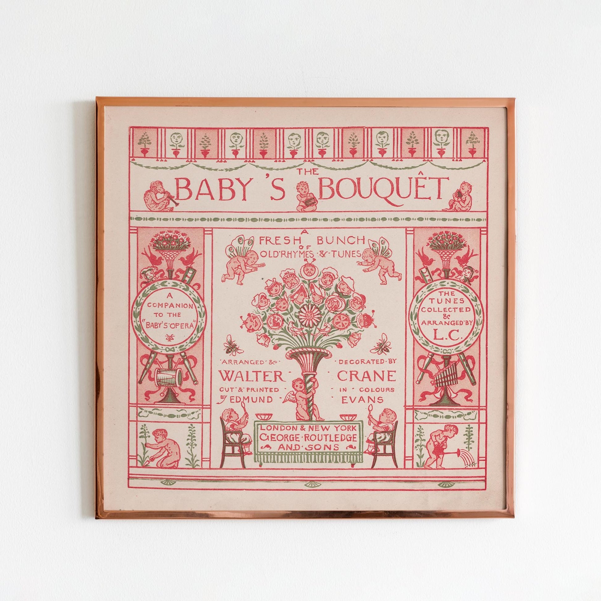 Pink Vintage Print - Art Nouveau art print, Vintage Book Cover, Nursery Wall Art - Walter Crane