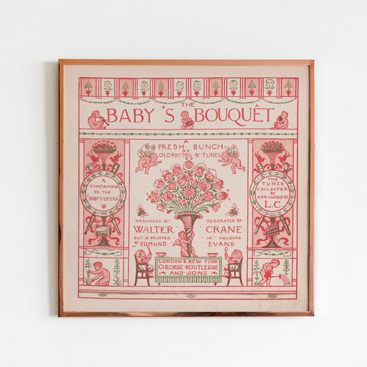 Pink Vintage Print - Art Nouveau art print, Vintage Book Cover, Nursery Wall Art - Walter Crane